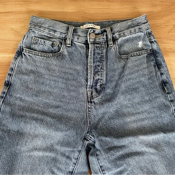 PacSun High Rise Straight Leg Jeans Blue Button Fly Women’s Size 26 - Picture 2 of 12
